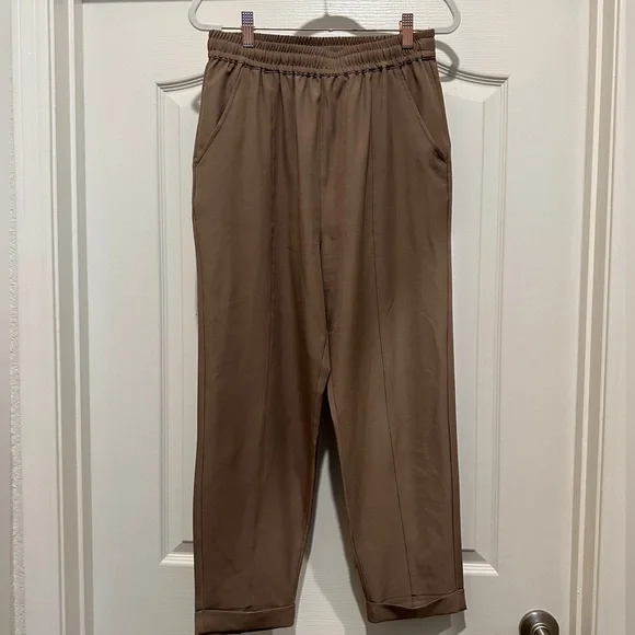 Varley Cypress Turn Up Stretch Twill Taupe Casual Neutral Relaxed Pants Small - Picture 6 of 11